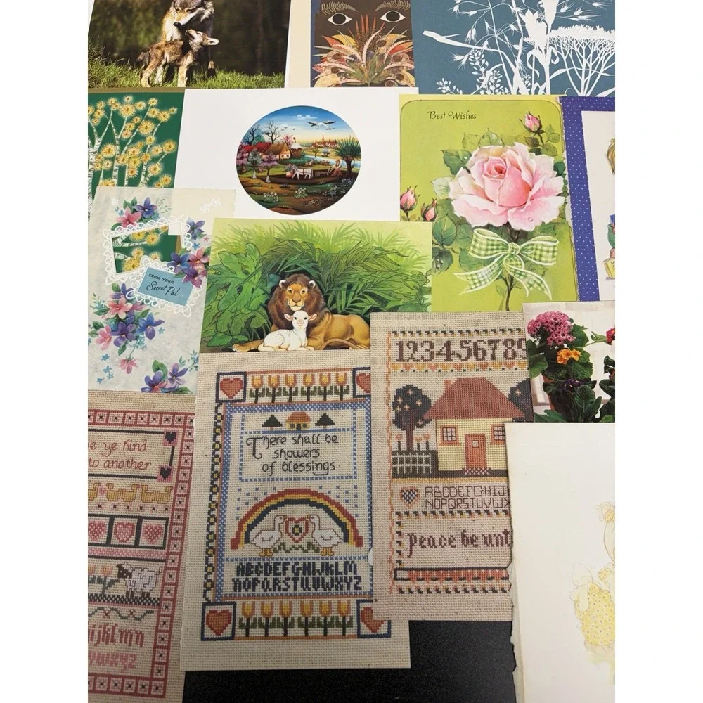 Vintage Thinking of You Cards Fronts ONLY Scrapbooking Crafts Lot of 50+